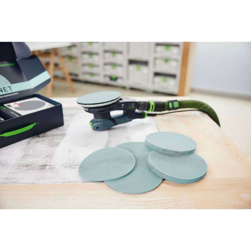 Image du produit FESTOOL - Abrasif 'Granat NET'- &Oslash; 150 mm - Kit de D&eacute;marrage (Bo&icirc;te contenant 60 pcs + 1 Coussinet de Protection)