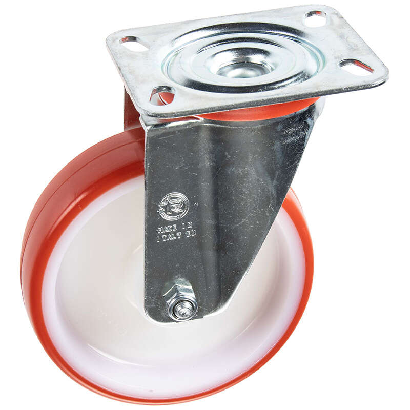 Image du produit Roulette Polyam. bande Polyur&eacute;th. &Oslash; 125mm pivotante, charge max 220kg, hauteur tot.156mm, plateau 100x185mm