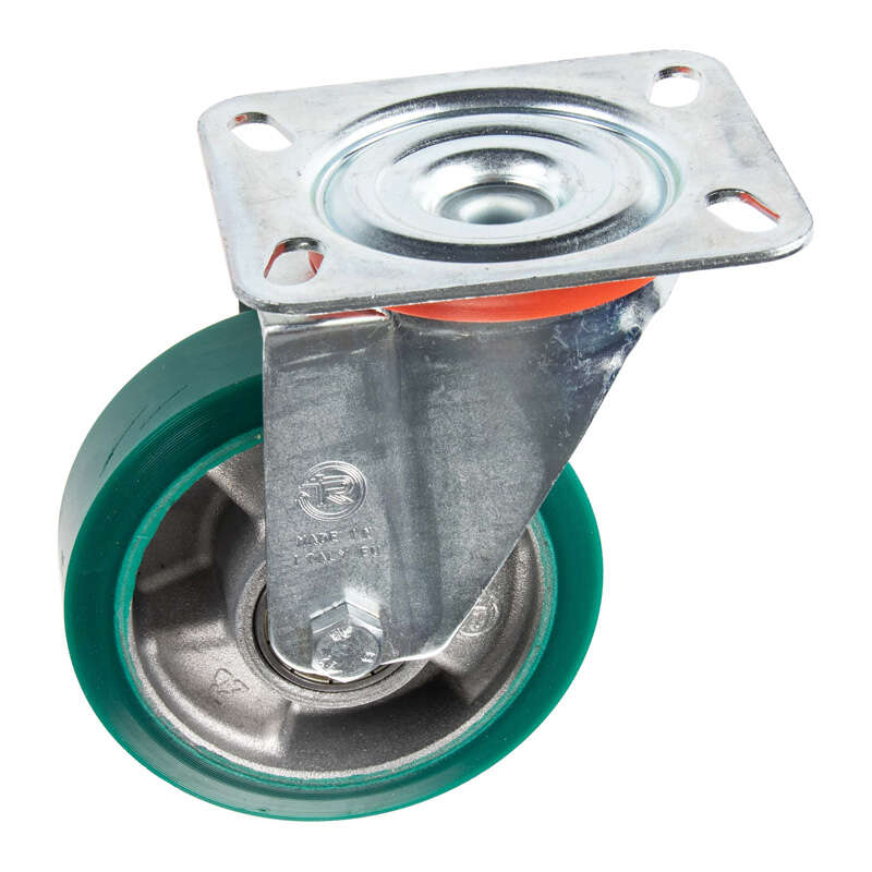 Image du produit Roue en Polyurethane Corps alu &Oslash; 100mm pivotante - Charge max 200kg - Hauteur tot. 128mm - Plateau 100 x 185 mm