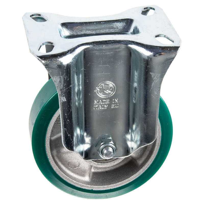 Image du produit Roue en Polyurethane Corps alu &Oslash; 100mm fixe - Charge max 200kg - Hauteur tot. 128mm - Plateau 100 x 185 mm