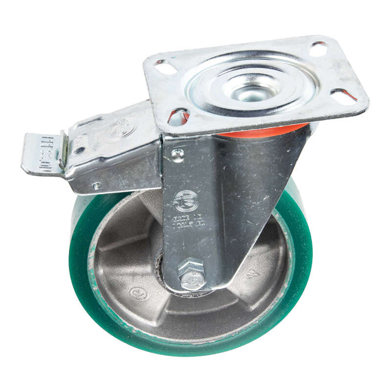 Image du produit Roue en Polyurethane Corps alu &Oslash; 125mm pivot.frein - Charge max 220kg - Hauteur tot.156mm - Plateau 100 x 185 mm