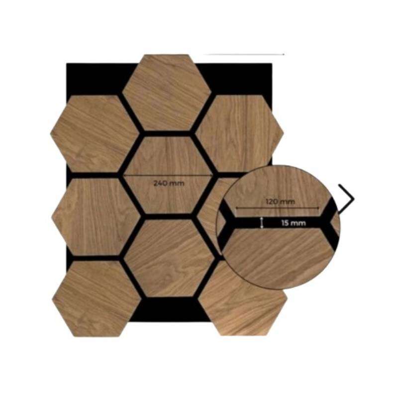 Image du produit IKIWOOD - Lambris Acoustique Hexagonal - Paulownia (A/B) - 22 x 755 x 620 mm (2.41m&sup2;-)