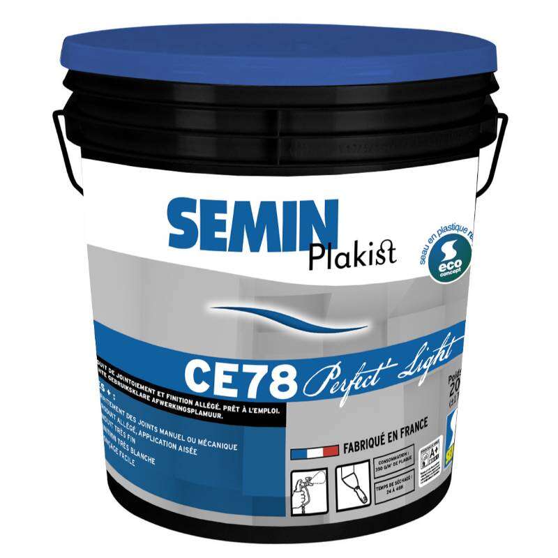 Image du produit SEMIN - Plakist CE 78 Perfect'Light - Enduit en p&acirc;te all&eacute;g&eacute;e pour joints de plaques de pl&acirc;tre - 20 Kg