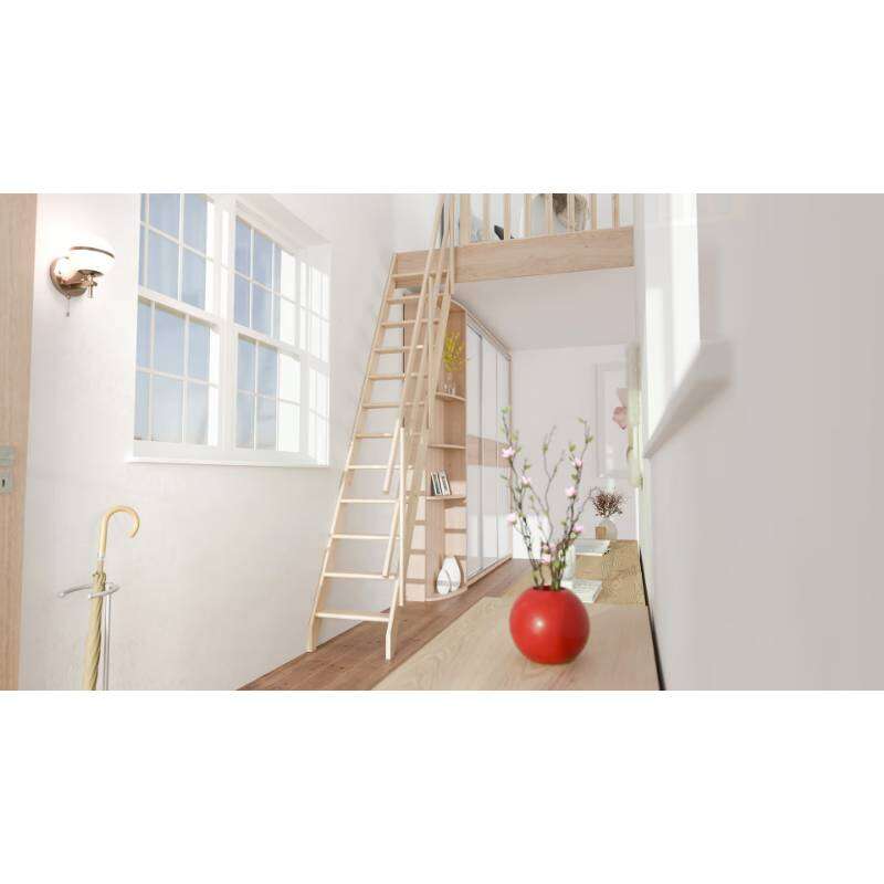 Image du produit Escalier Droit - Mod&egrave;le Cottage Premium+ - 13 marches en Sapin - Larg: 50 cm - Haut: 275 cm (s/c - +/- 10 jours)