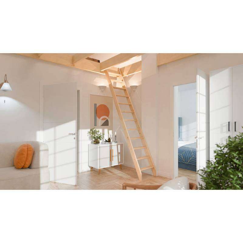 Image du produit Escalier Droit - Mod&egrave;le Cottage Premium+ - 13 marches en Sapin - Larg: 50 cm - Haut: 275 cm (s/c - +/- 10 jours)
