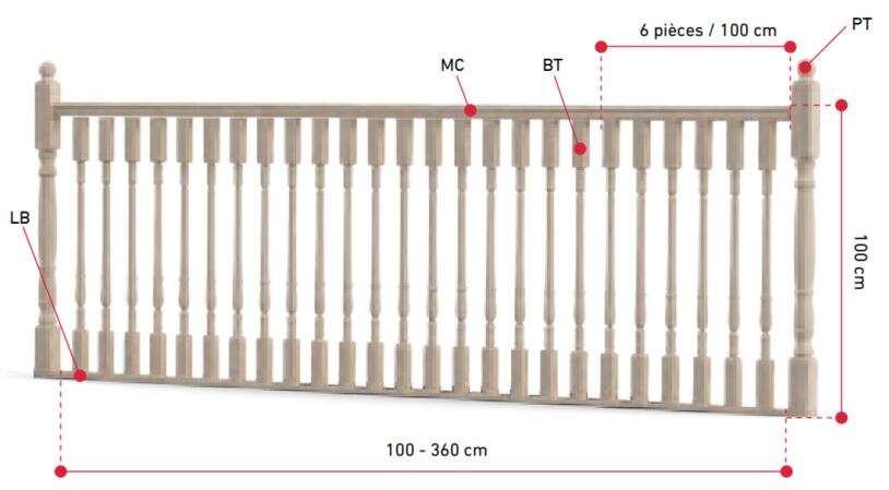 Image du produit Balustre / Fuseau Tourn&eacute;e (Garde-Corps / Escalier) BT3 SOGEM - Sapin - 920 x 45 x 45 mm
