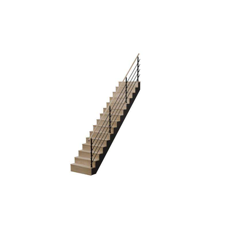 Image du produit Rampe lisse en Alu Noir / Main courante en Ch&ecirc;ne, pour escalier ''Lima'' (s/cde +/- 10 jours)