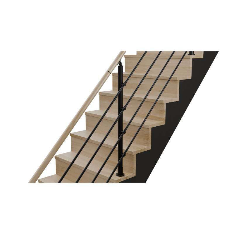 Image du produit Rampe lisse en Alu Noir / Main courante en Ch&ecirc;ne, pour escalier ''Lima'' (s/cde +/- 10 jours)