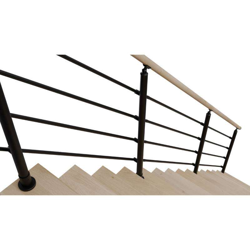 Image du produit Rampe lisse en Alu Noir / Main courante en Ch&ecirc;ne, pour escalier ''Lima'' (s/cde +/- 10 jours)