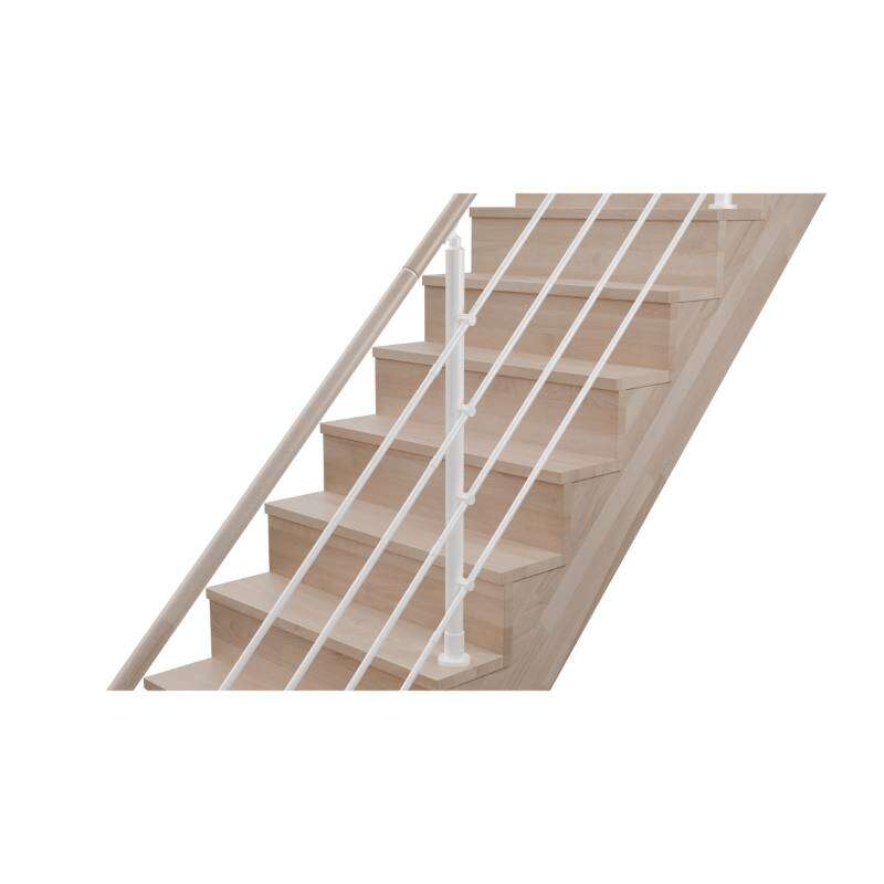 Image du produit Rampe lisse en Alu Blanc / Main courante en H&ecirc;tre, pour escalier ''Lima'' (s/cde +/- 10 jours)