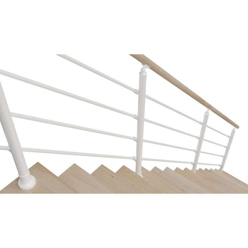 Image du produit Rampe lisse en Alu Blanc / Main courante en Ch&ecirc;ne, pour escalier ''Lima'' (s/cde +/- 10 jours)