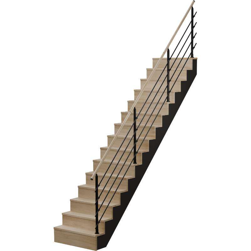 Image du produit Rampe lisse en Alu Noir / Main courante en Ch&ecirc;ne, pour escalier ''Lima'' (s/cde +/- 10 jours)