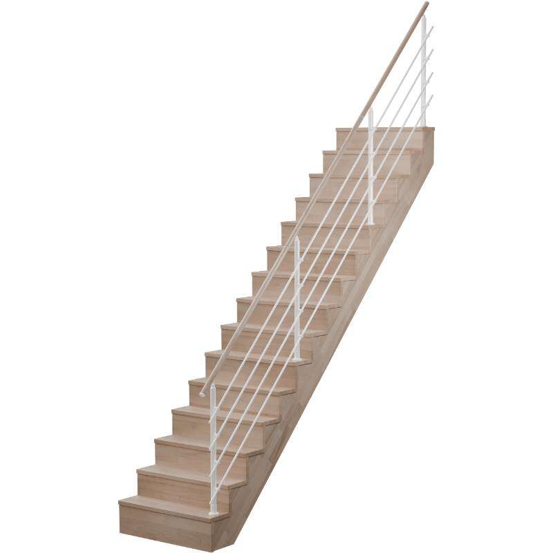 Image du produit Rampe lisse en Alu Blanc / Main courante en H&ecirc;tre, pour escalier ''Lima'' (s/cde +/- 10 jours)