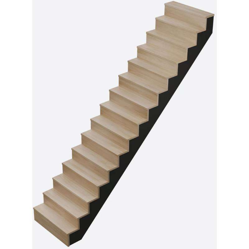 Image du produit Escalier Droit, Contremarches - ''Lima'' - Ch&ecirc;ne /Limon noir - Lg: 90 cm - H: 305 cm - Ep. Marche: 30 mm - Giron: 20 cm