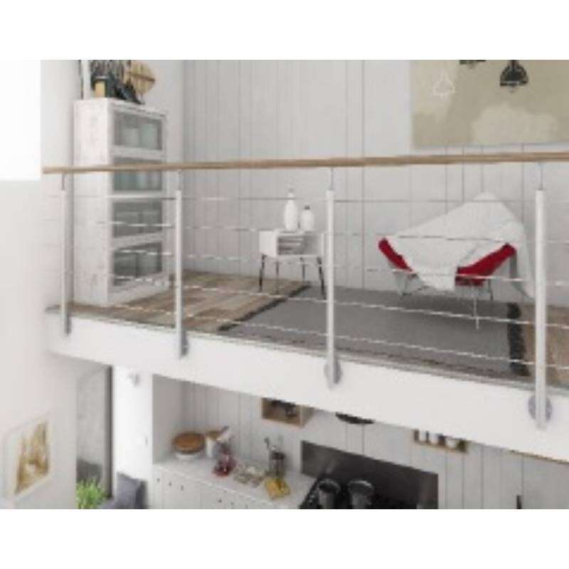 Image du produit Prova - Poteau 1070 mm - Montage Mural - Alu/Inox - Pour 5 tubes & Main courante &Oslash; 40 mm (PS02)