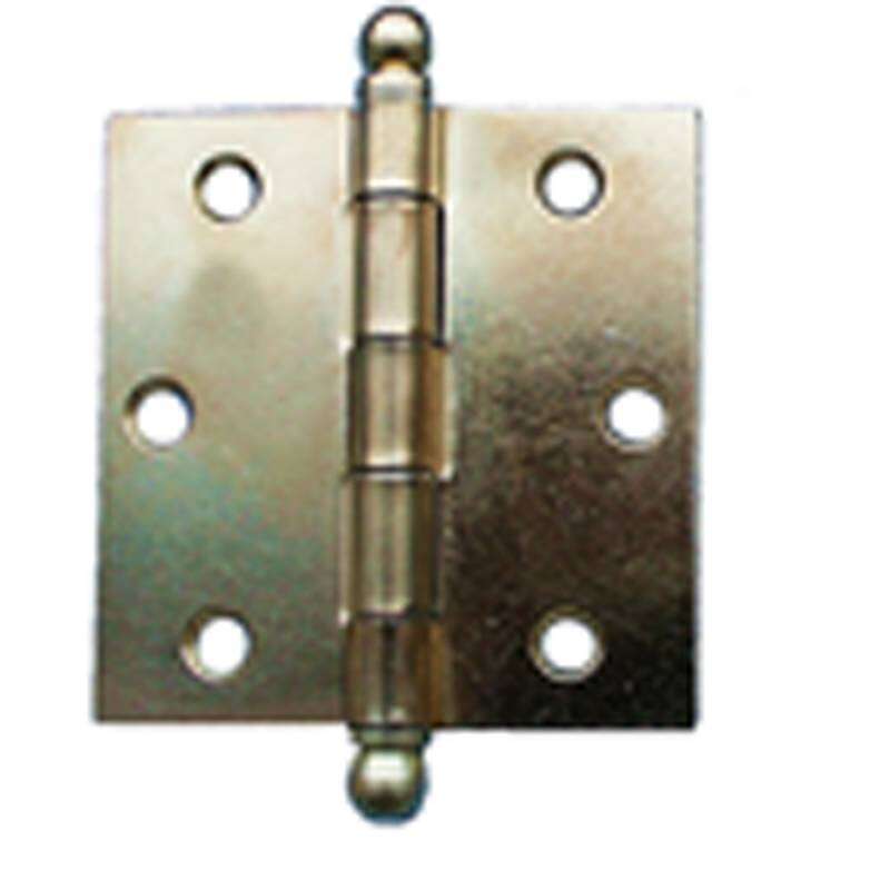 Image du produit Charni&egrave;re de porte - Carr&eacute;e - Coins vifs - Broche d&eacute;montable - Bouton boule - Noeud &Oslash; 10,5 mm - 75 mm (3 p)