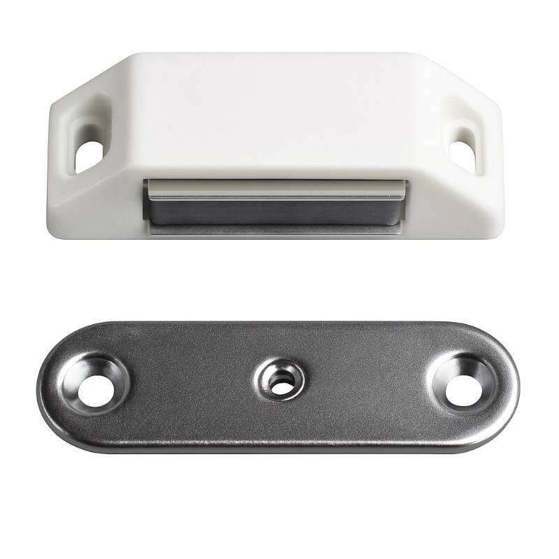 Image du produit Loqueteau magn&eacute;tique - Blanc & Brun - Force 6 Kg - 60 x 17 mm