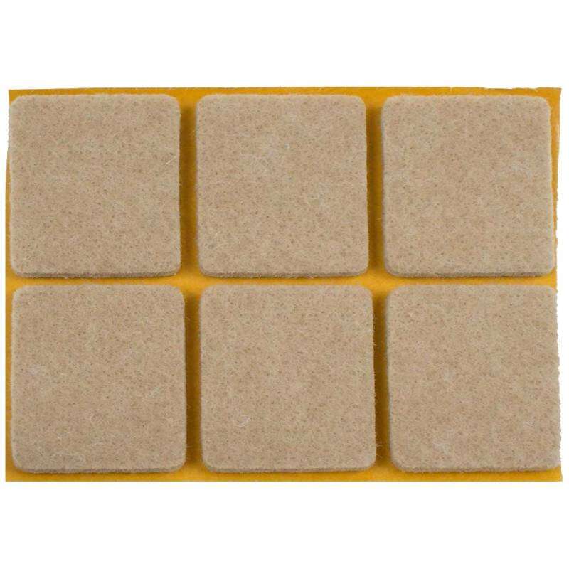 Image du produit Patin - Super Feutre (50% Laine - 50% Synth&eacute;tique) - Adh&eacute;sif - Beige - 20 x 20 mm - (12 Pcs)