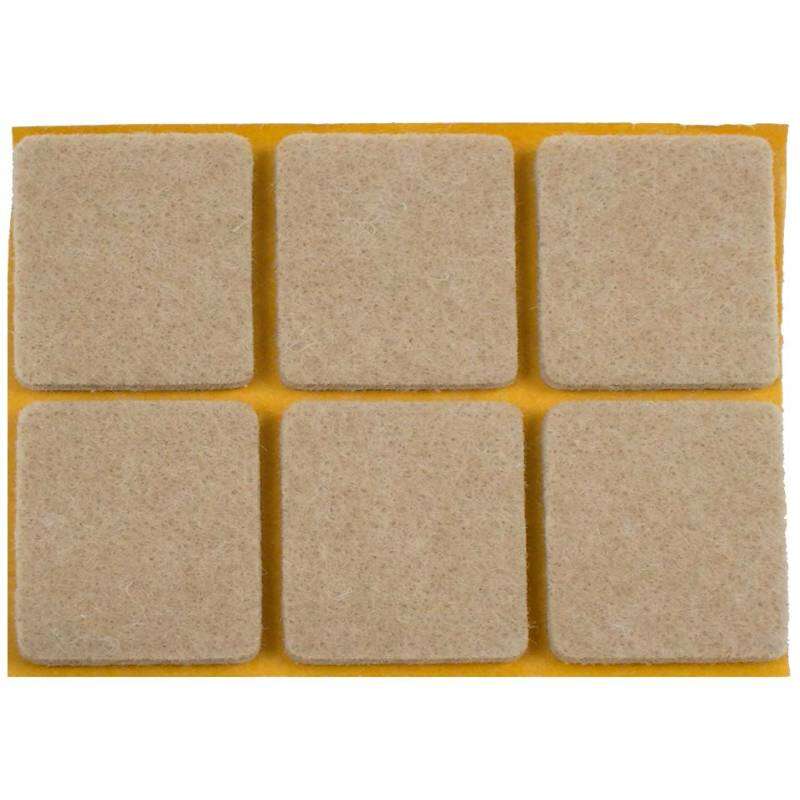 Image du produit Patin - Super Feutre (50% Laine - 50% Synth&eacute;tique) - Adh&eacute;sif - Beige - 25 x 25 mm - (9 Pcs)