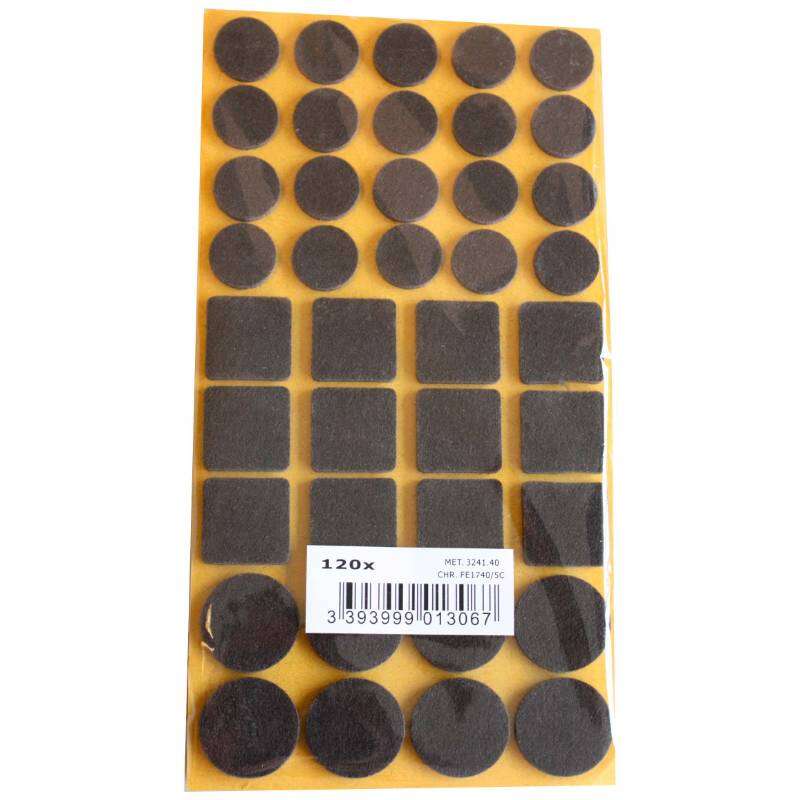 Image du produit Kit de Patins - Feutre - Brun - Rond + Carr&eacute; - (120 pcs)