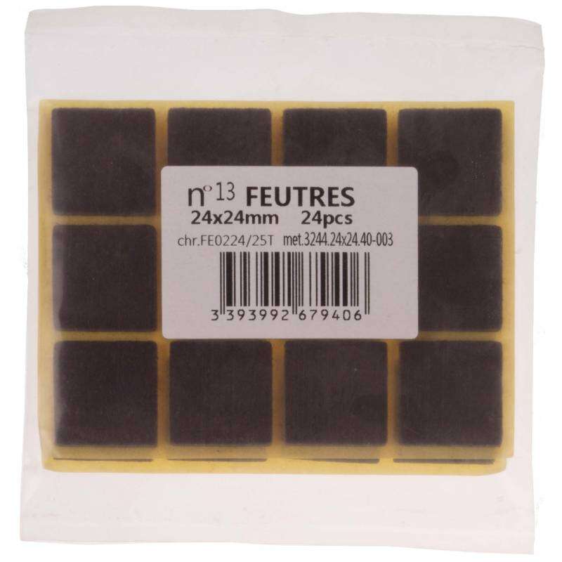 Image du produit Patin - Feutre - Adh&eacute;sif - Brun - 24 x 24 mm - (24 Pcs)