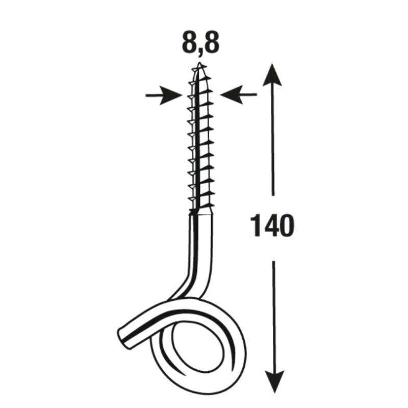 Image du produit Crochet de  Balan&ccedil;oire -Zingu&eacute; -  8,8 x 140 mm -  2pcs