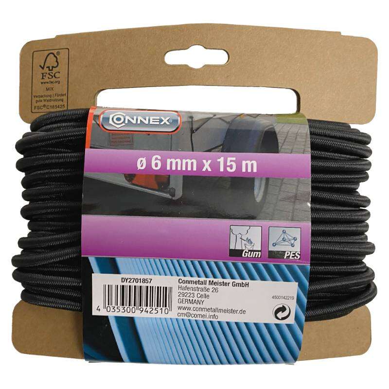 Image du produit Cordon Caoutchouc - Noir - &Oslash; 6 mm - Bobine 15 m - 10Kg