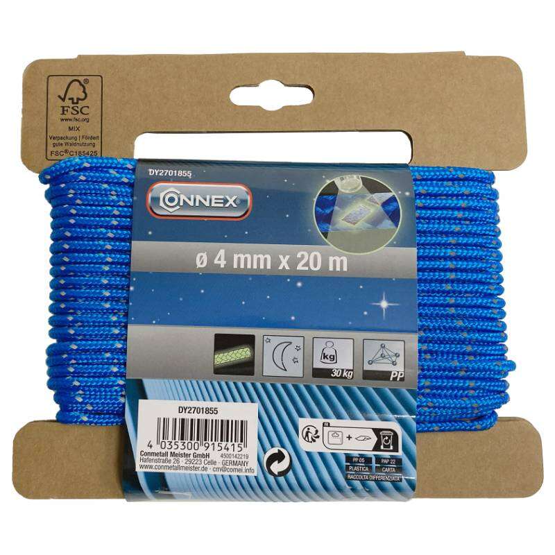 Image du produit Corde Polypropyl&egrave;ne - Fluo/Bleu - &Oslash; 4 mm - 20 m - 30Kg
