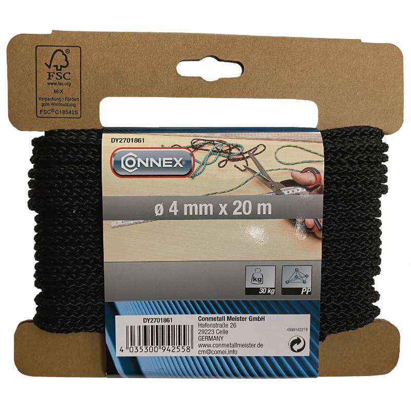 Image du produit Corde Polypropyl&egrave;ne - Noir - &Oslash; 4 mm - 20 m - 30Kg
