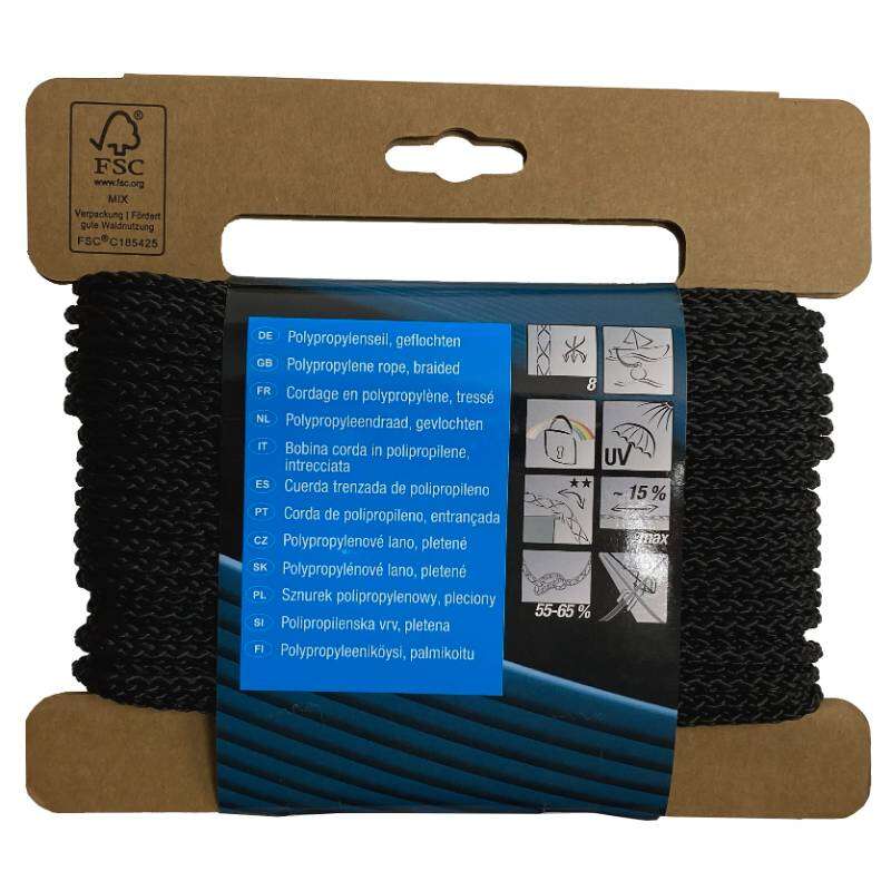 Image du produit Corde Polypropyl&egrave;ne - Noir - &Oslash; 4 mm - 20 m - 30Kg