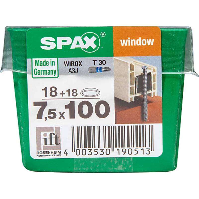 Image du produit SPAX&reg;- Vis Chassis (+ Couv. Blanc) - &Oslash; 7,5 mm - T&ecirc;te frais&eacute;e - WIROX - T-STAR Plus (T30) - Filetage total