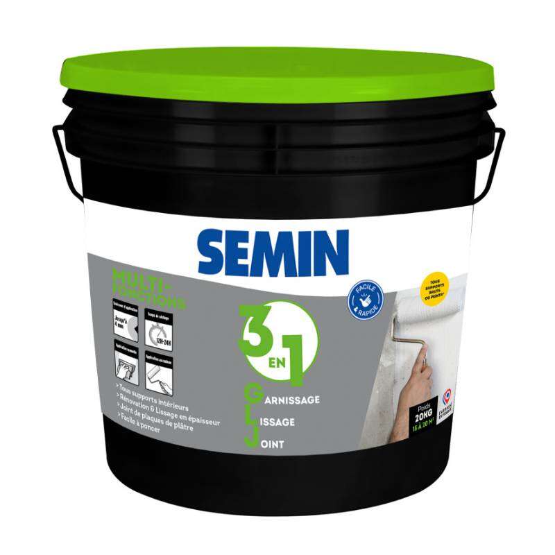 Image du produit SEMIN - 3 en 1 GSL - Garnissage, Lissage & Collage de bandes &agrave; Joint -20 Kg