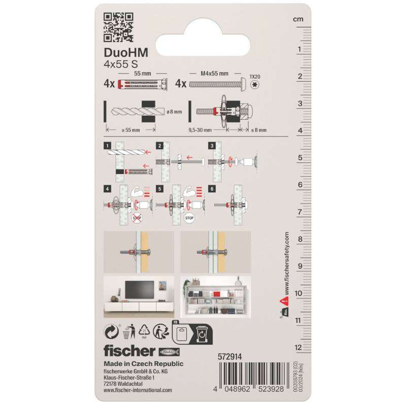 Image du produit FISCHER - Cheville corps creux DuoHM, avec vis t&ecirc;te cylindrique (TX)