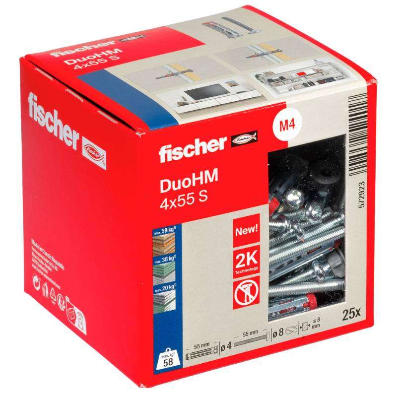 Image du produit FISCHER - Cheville corps creux DuoHM, avec vis t&ecirc;te cylindrique (TX)