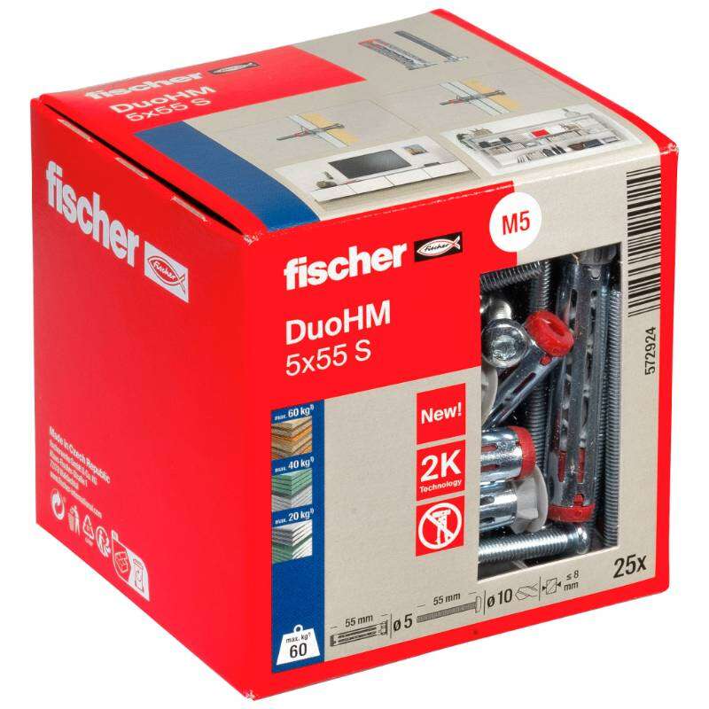 Image du produit FISCHER - Cheville corps creux DuoHM, avec vis t&ecirc;te cylindrique (TX)