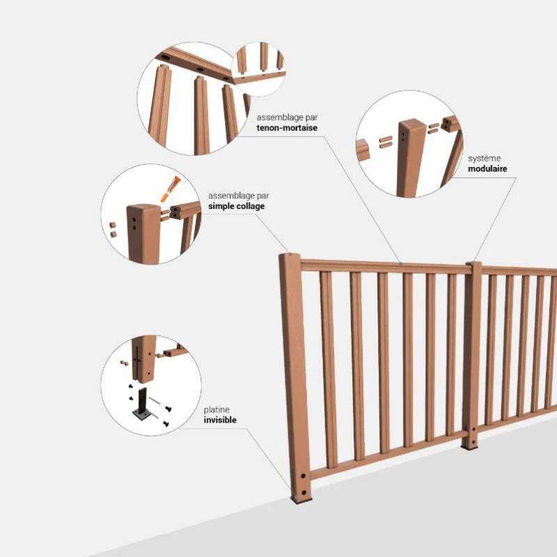 Image du produit Kordo - Garde-corps (en kit) HALTEA - H&ecirc;tre - 1 m