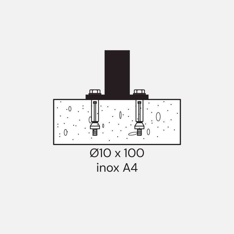 Image du produit Kordo - Cheville Sol B&eacute;ton - M10 x 100 mm - Inox A4 + 2 capuchons NOIR - (2 pi&egrave;ces)