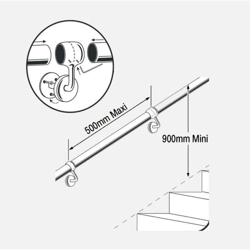 Image du produit Kordo - Support de jonction pour Main courante METAL - Acier, finition Nickel bross&eacute;