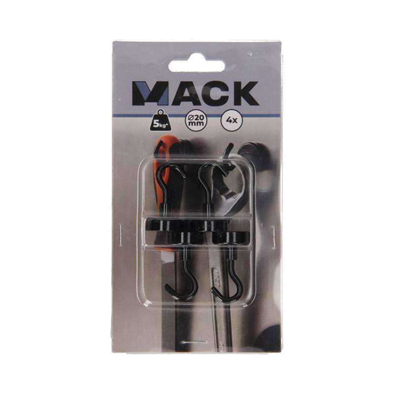 Image du produit Crochet Magn&eacute;tique - Noir - &Oslash; 20 x 36 mm - 5 Kg (4 pi&egrave;ces)