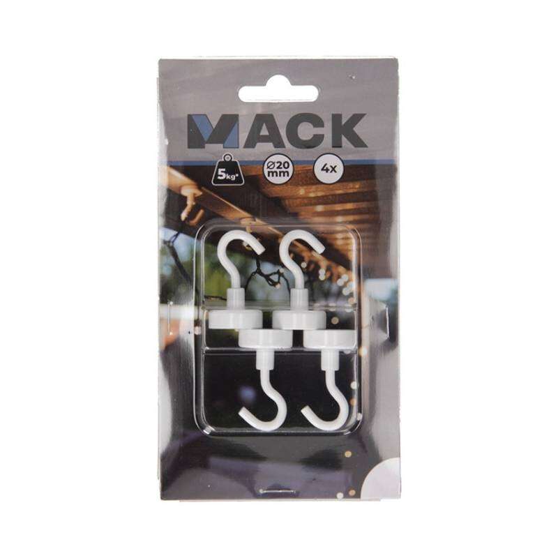 Image du produit Crochet Magn&eacute;tique - Blanc - &Oslash; 20 x 36 mm - 5 Kg (4 pi&egrave;ces)