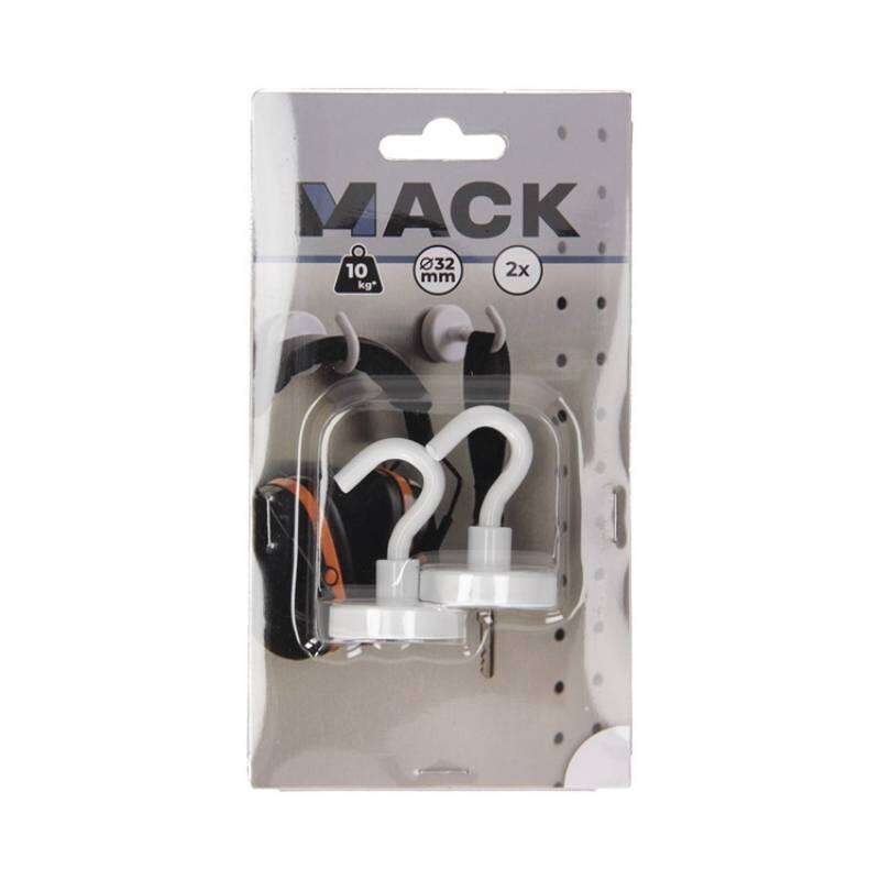 Image du produit Crochet Magn&eacute;tique - Blanc - &Oslash; 32 x 48 mm - 10 Kg (2 pi&egrave;ces)