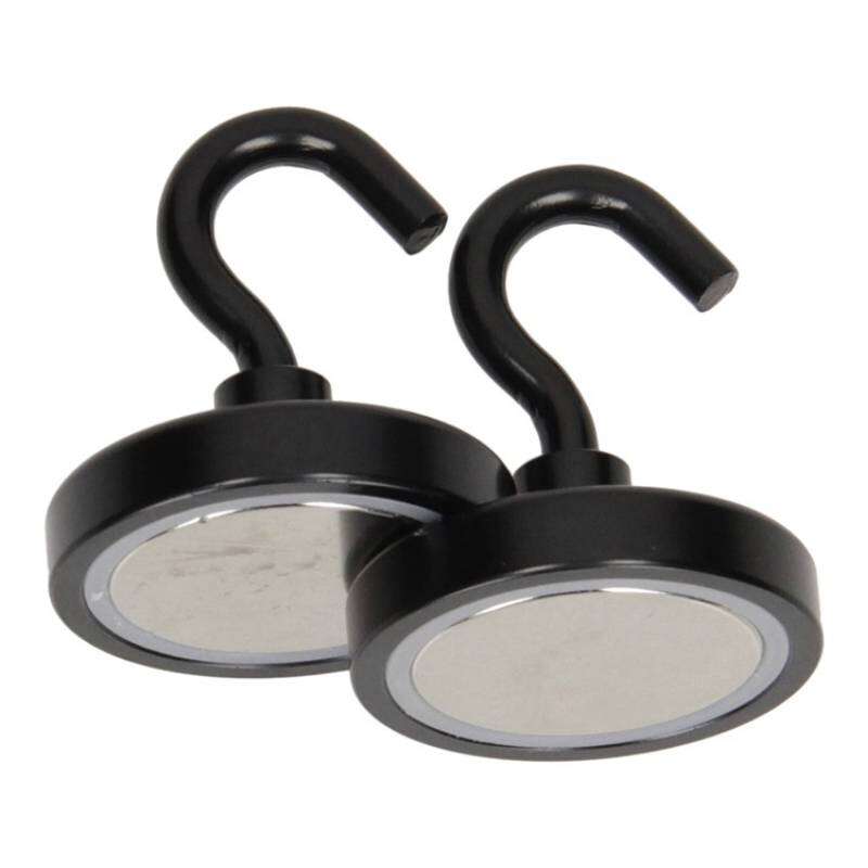 Image du produit Crochet Magn&eacute;tique - Noir - &Oslash; 40 x 48 mm - 40 Kg (2 pi&egrave;ces)