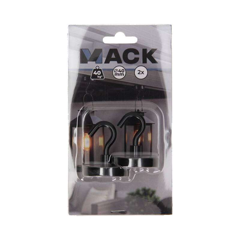 Image du produit Crochet Magn&eacute;tique - Noir - &Oslash; 40 x 48 mm - 40 Kg (2 pi&egrave;ces)