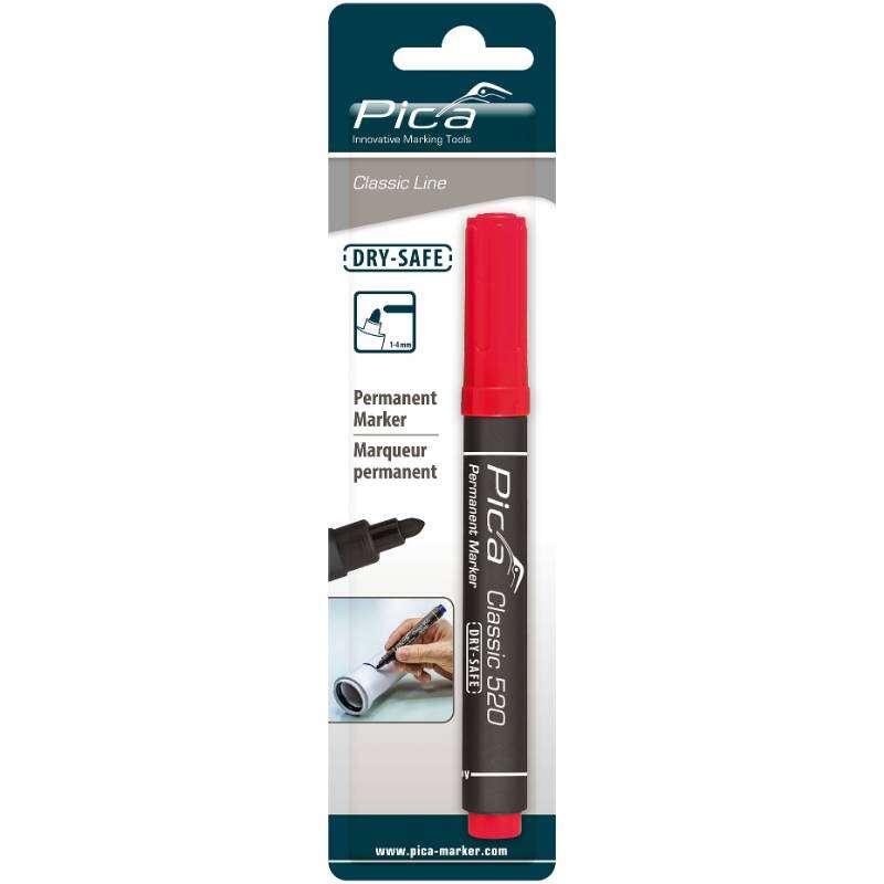 Image du produit PICA - Marqueur Permanent - Pointe Ronde - Trait de 1 &agrave; 4 mm - Rouge