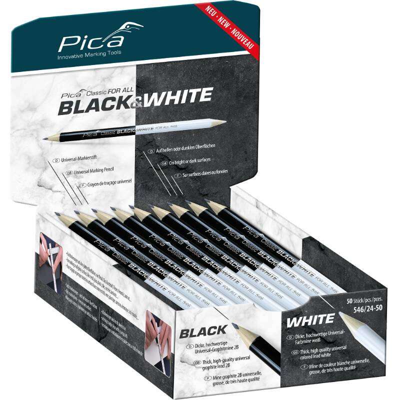Image du produit PICA - Crayon Blanc / Noir - 23 cm - (1 pi&egrave;ce)