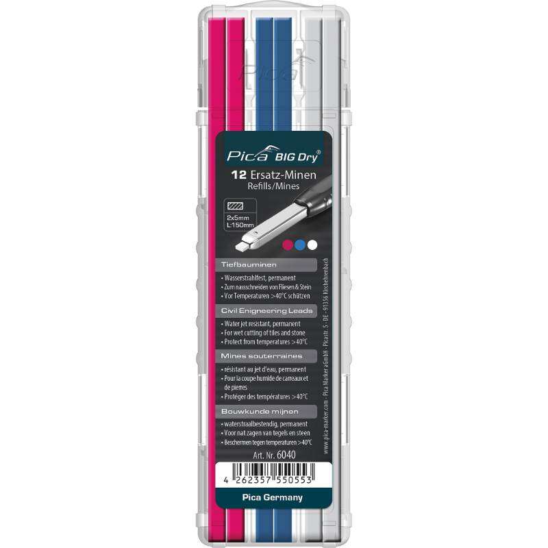 Image du produit PICA - Recharge (Big DRY) Permanent - Rose (4x) / Bleu (4x) / Blanc (4x) - (12 mines)