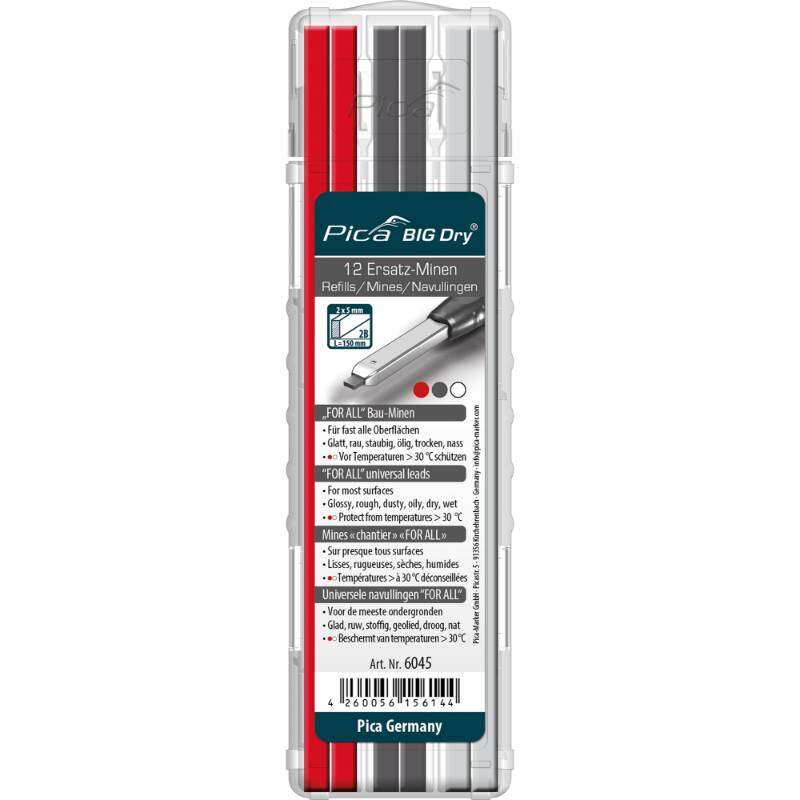 Image du produit PICA - Recharge (Big DRY) Soluble - Graphite (4x) / Blanc (4x) / Rouge (4x) - (12 mines)