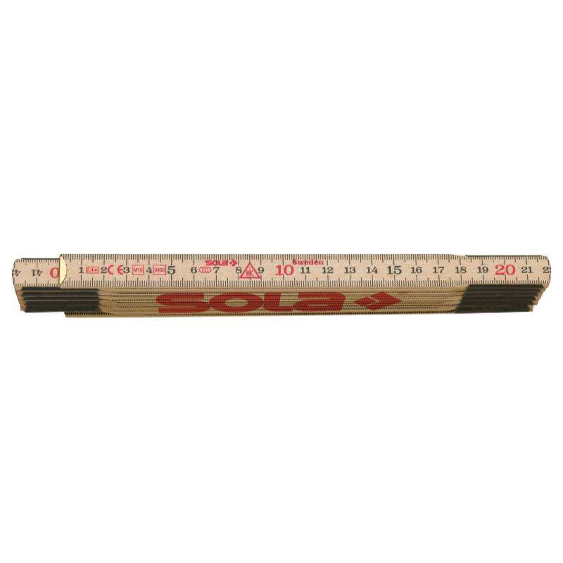 Image du produit SOLA - M&egrave;tre pliant en Bois - 2,4 M&egrave;tres - (p/Construction s&egrave;che) - Gradu&eacute; des 2 c&ocirc;t&eacute;s - (HC 2.4/12)