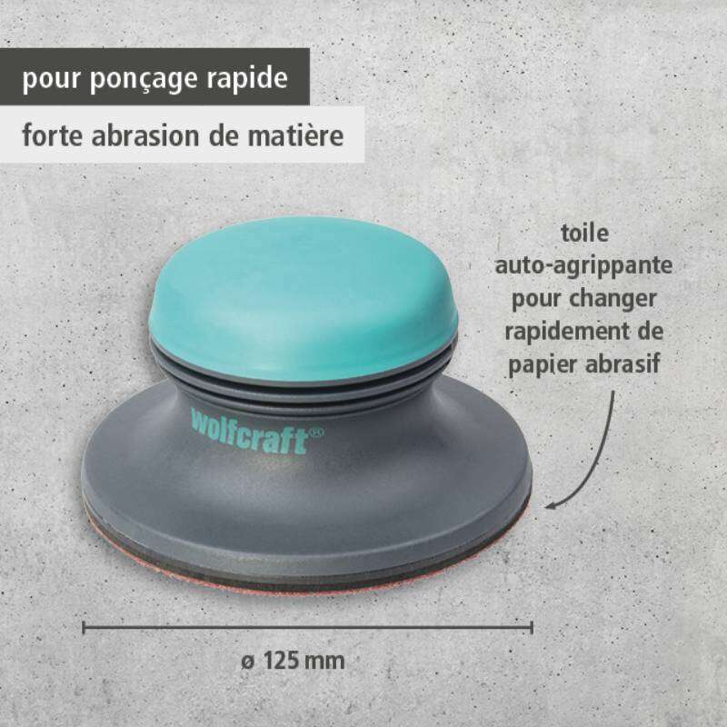 Image du produit Wolfcraft&reg;- Ponceuse &agrave; main - Support auto-aggripant - &Oslash; 125 mm
