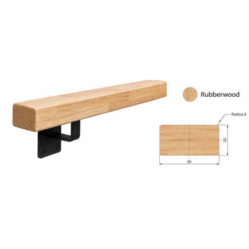 Image du produit Rampe d'Escalier - Type Rectangulaire - 33 x 50 mm - Rubberwood - LG ML
